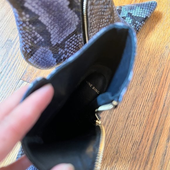 Anine Bing Ava Snake Embossed Kitten Heel Booties 37 / US 7 - Picture 11 of 12